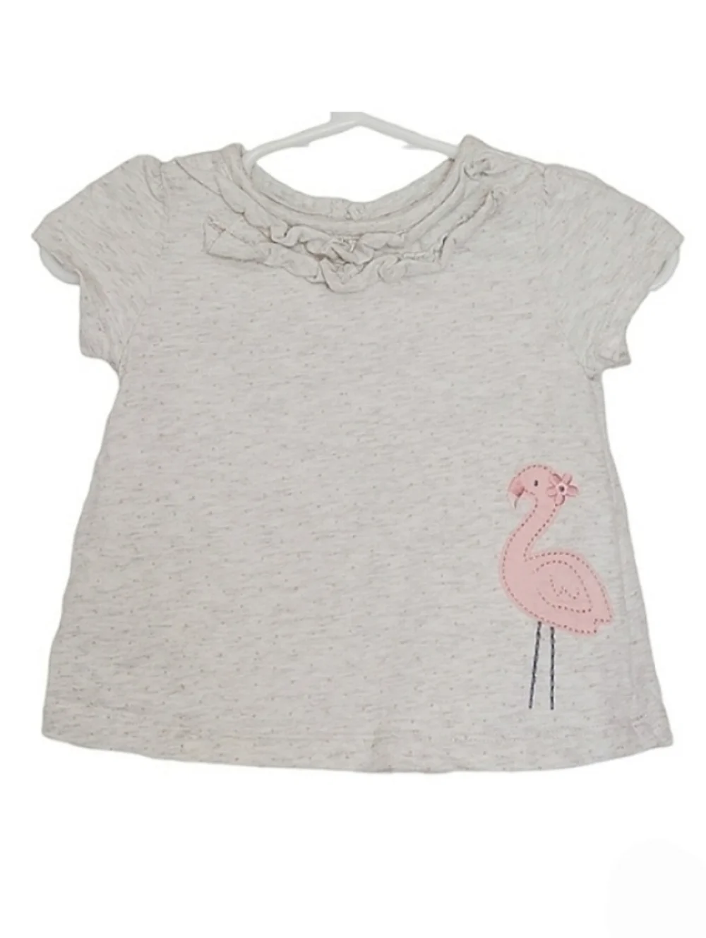 K1332 * Just One You Flamingo Girls Top White Pink Size 12M